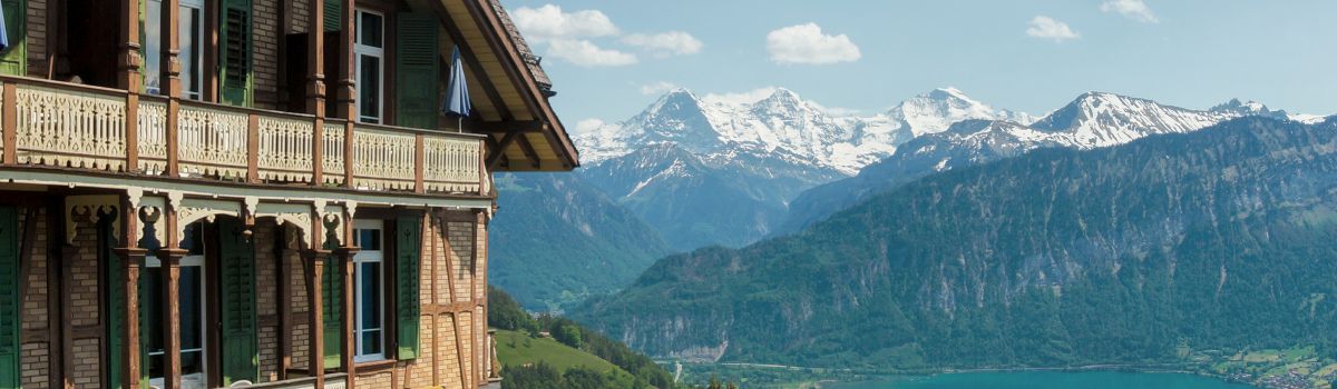 Ausblick vom Gästehaus auf Eiger, Mönch und Jungfrau